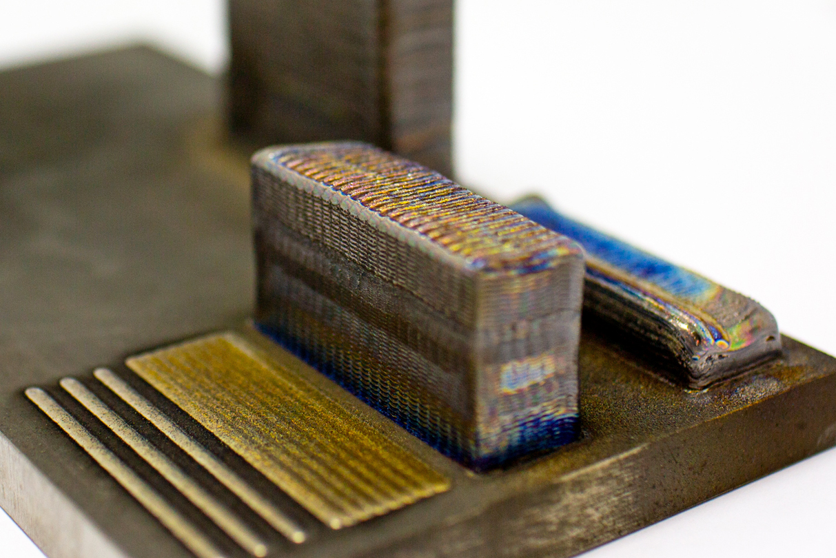 A 3D-printed titanium-copper block made at RMIT's Advanced Manufacturing Precinct.