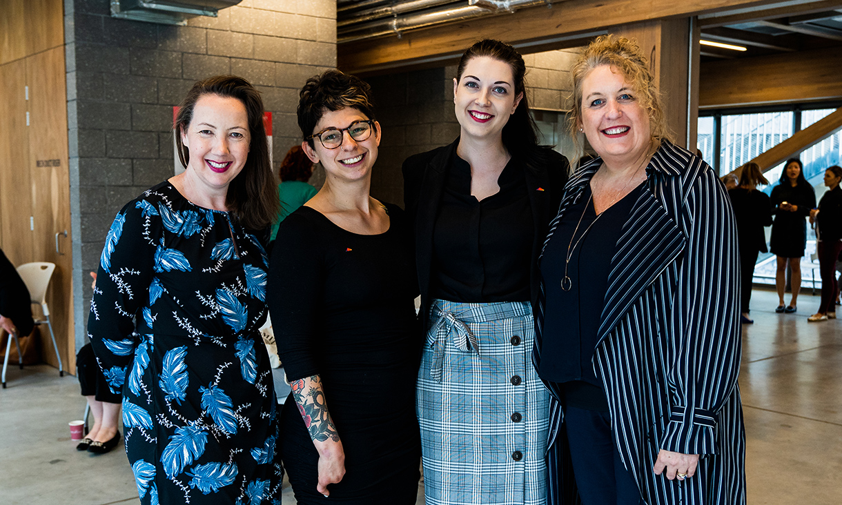 L-R: Diversity and Inclusion Manager Amy Love, Australian Network on Disability Consultants Amber Trotter and Emma Hesington and Chief Operating Officer and Accessibility Champion Dionne Higgins. 