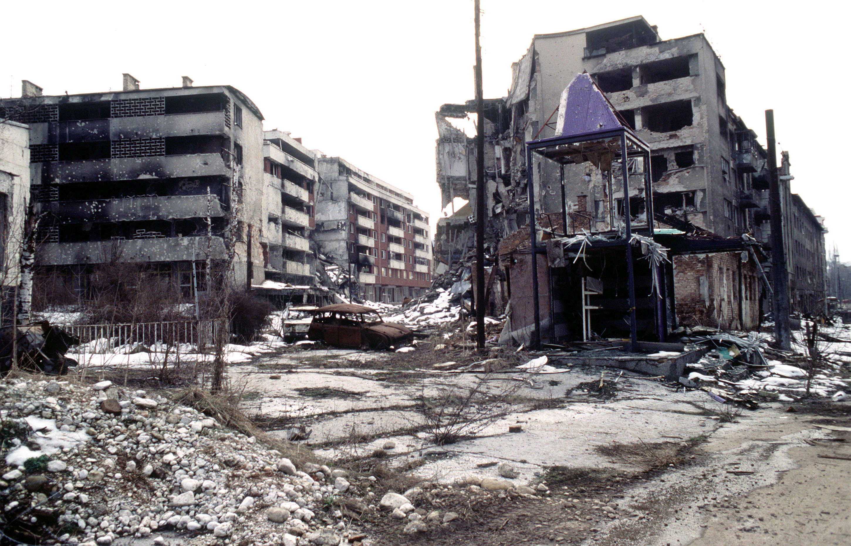 A suburb of Sarajevo in 1996, shortly after the war there officially ended. The decade of related conflicts known as the Yugoslav Wars left a trail of destruction across the region on all sides.