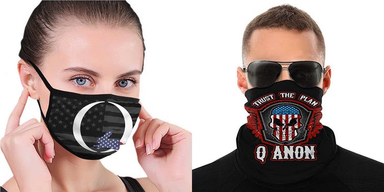 Enterprises are selling face masks enabling wearers to signal their conspiracy convictions.