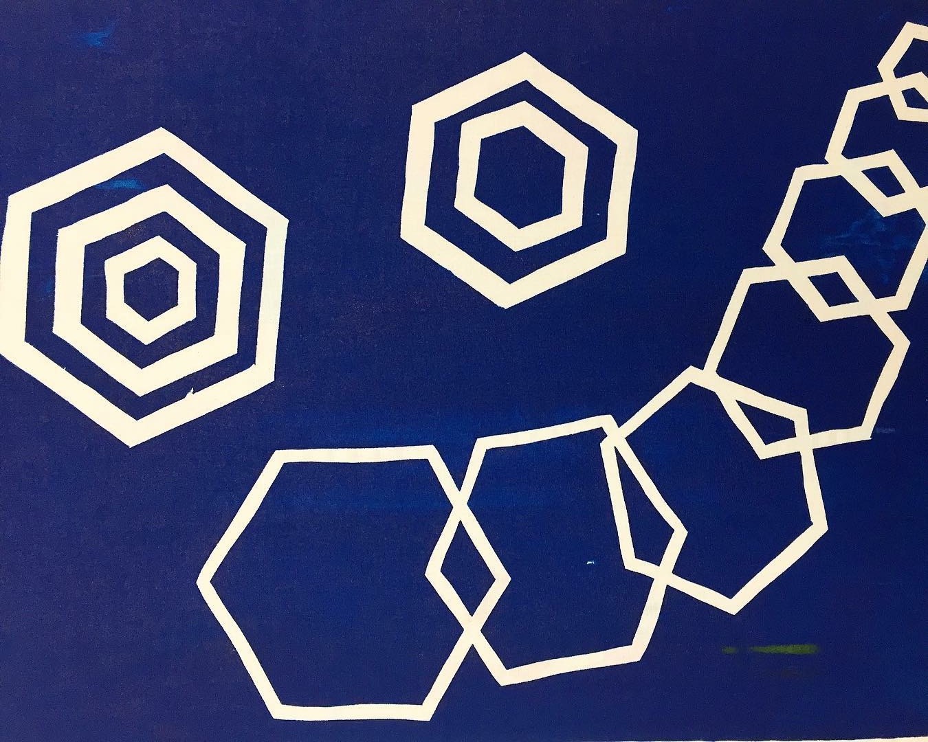 Navy Blue Hexagons by Louisa Bloomer