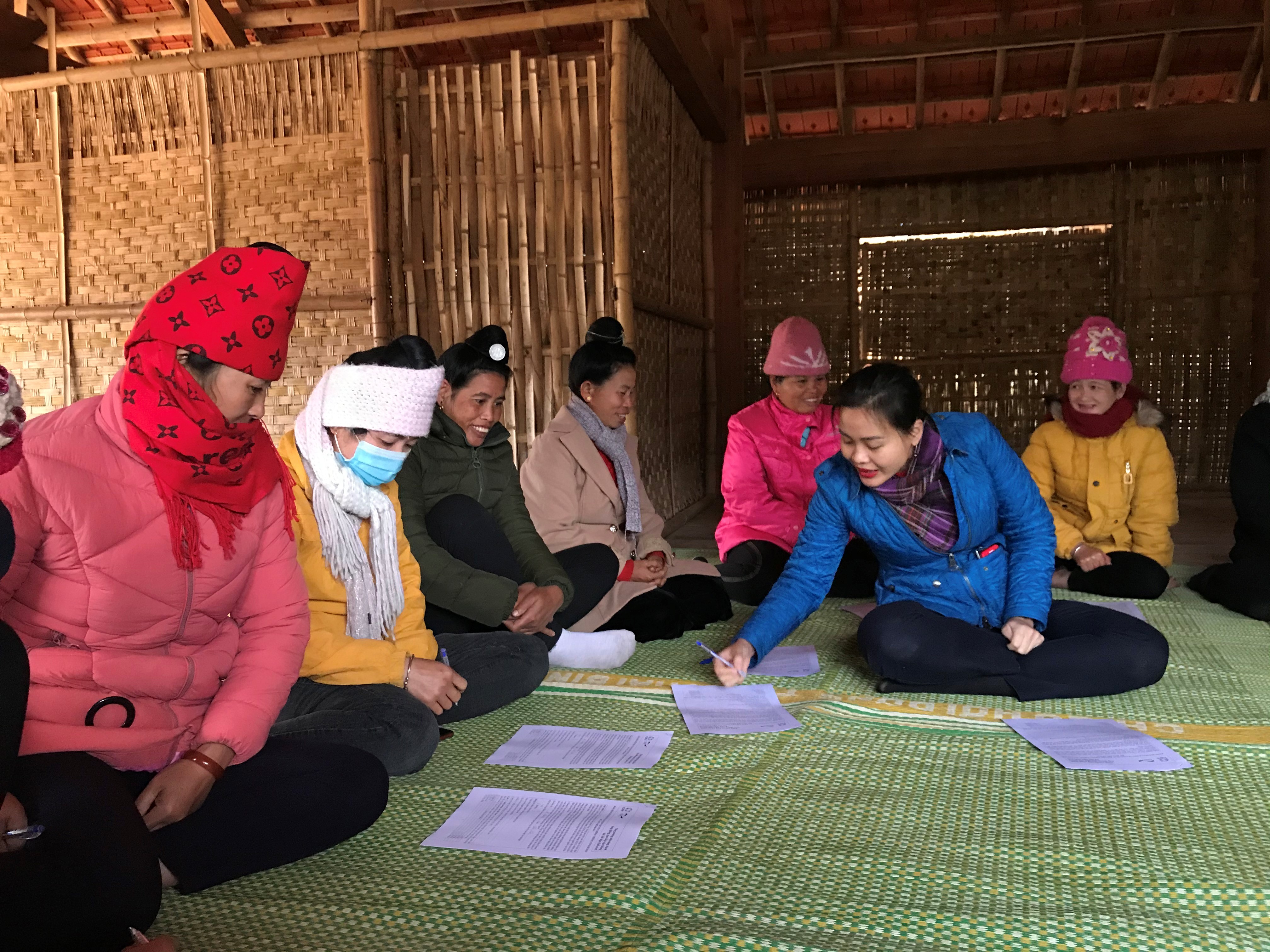 Pham Nhat Nga (pictured in blue jacket) during a field survey for a community project in Pa Khoang Commune, Dien Bien Province in 2020.