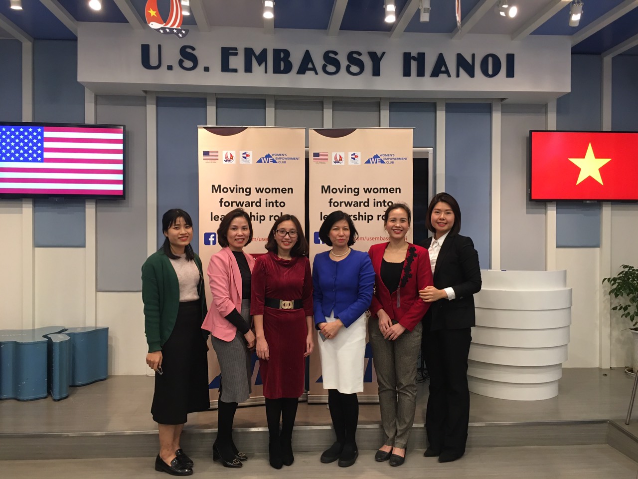 Pham Nhat Nga (pictured second from right) at an event for the Women Empowerment Club she helped initiate with a grant from the US Embassy in Vietnam.