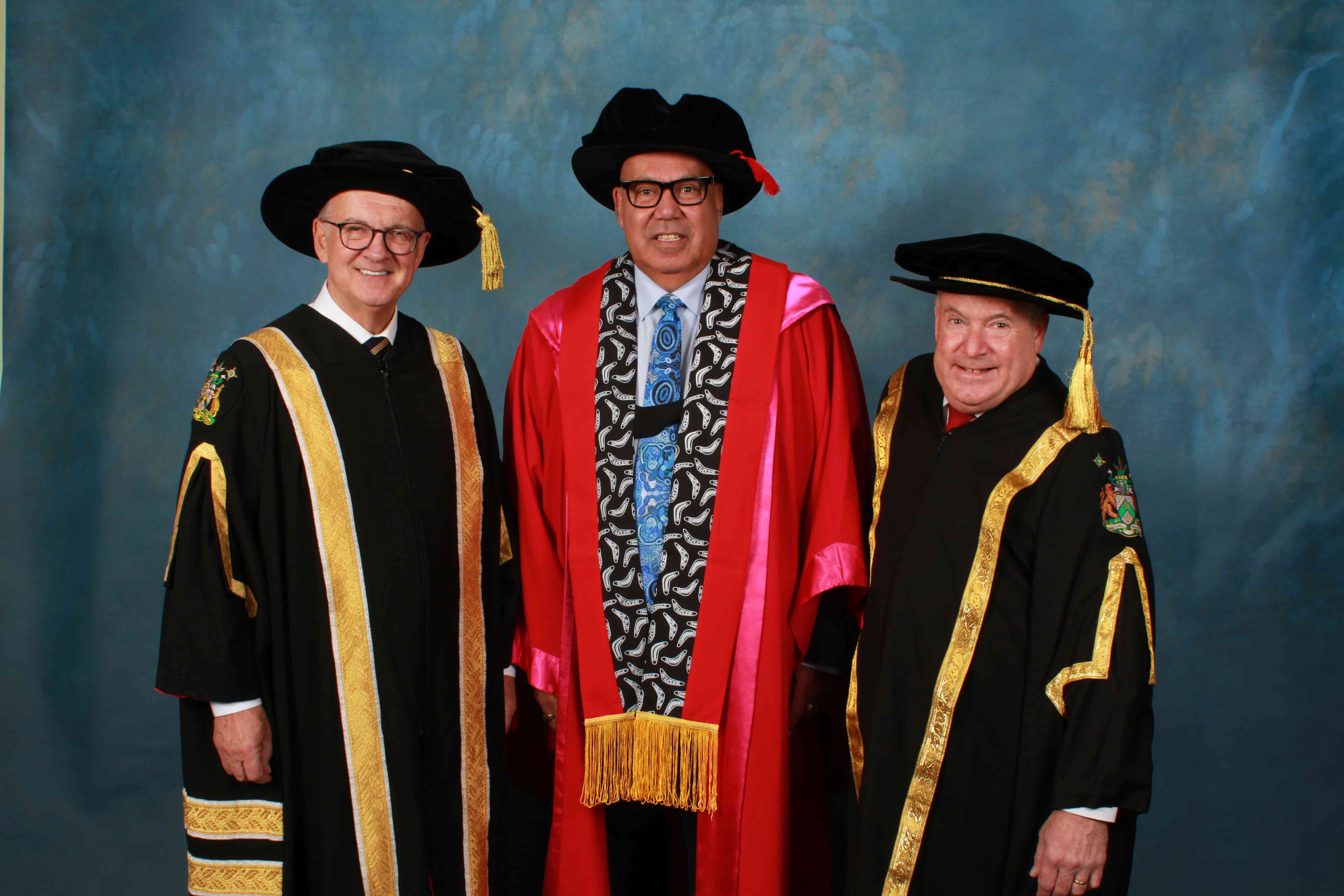 Professor Peter Buckskin with the RMIT Chancellor and Vice-Chancellor