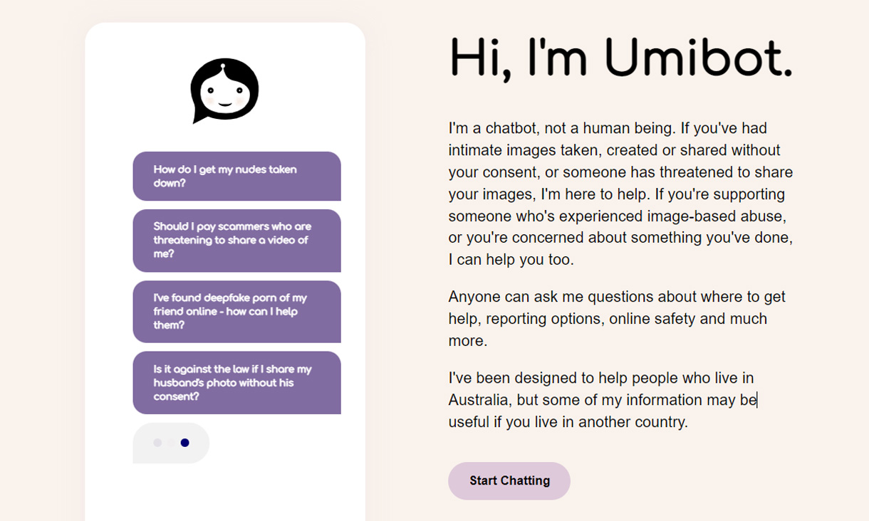 A screenshot of Umibot's interface.