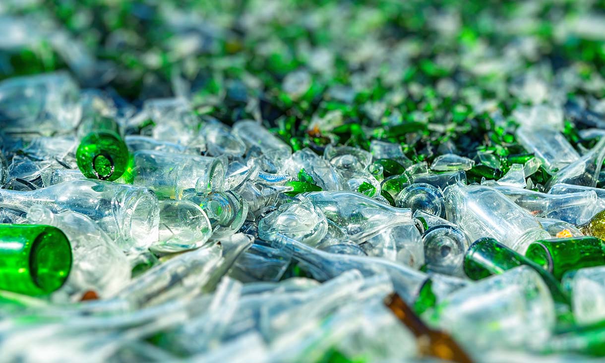 Globally, about 130 million tonnes of glass are produced each year, but only 21% of that is recycled glass. Credit: Adobe Stock