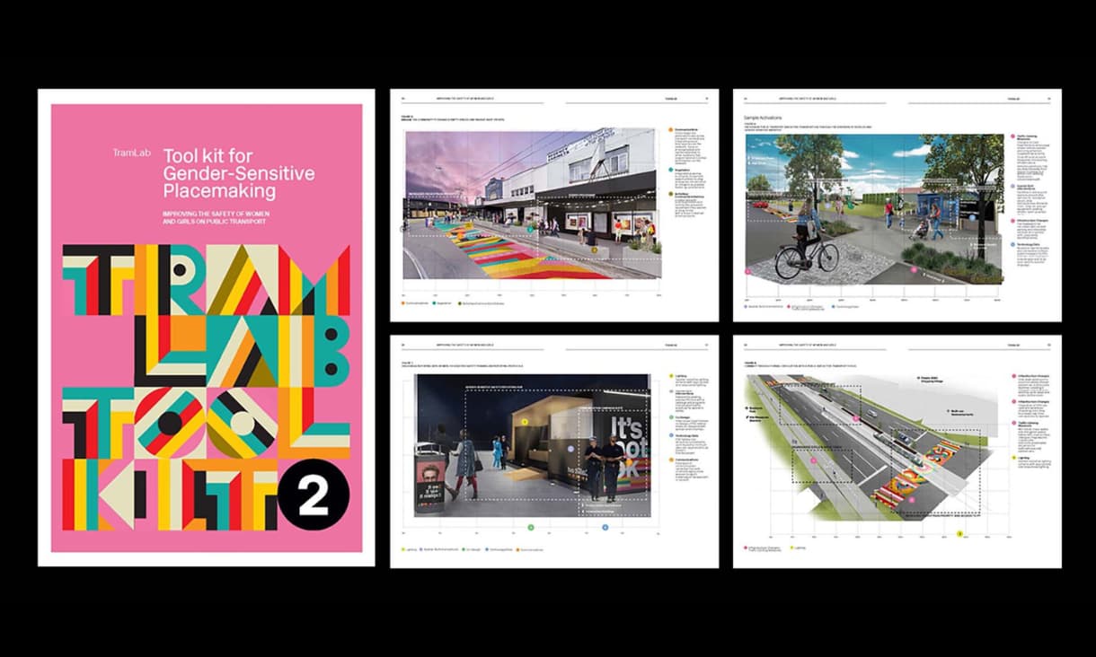 a series of pages showing designs of public spaces