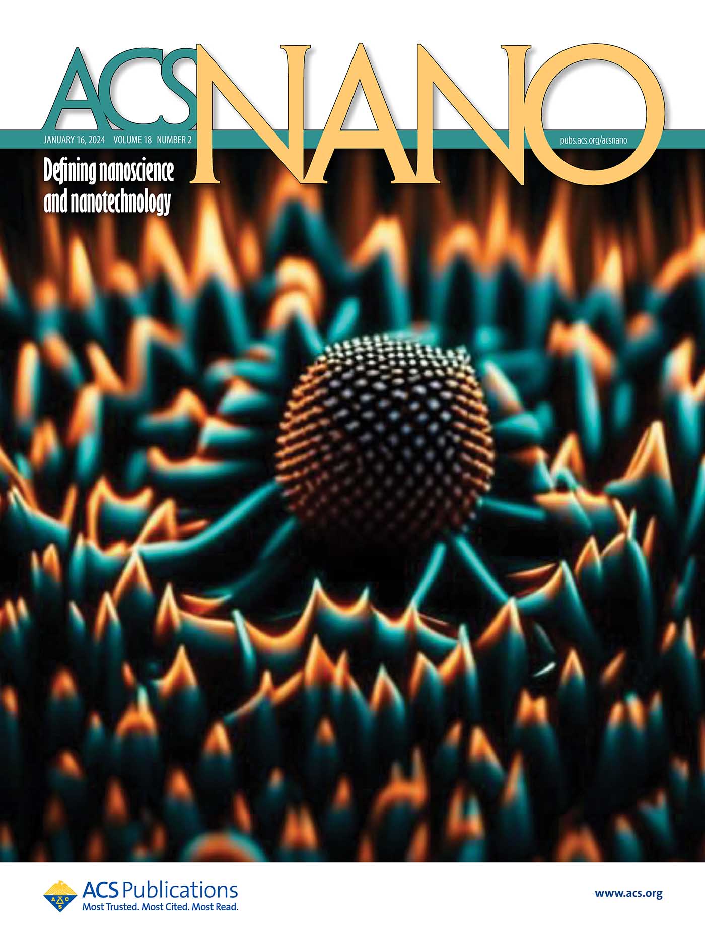 The team's AI generated image on the cover of the American Chemical Society's renowned nanotechnology journal ACS Nano.