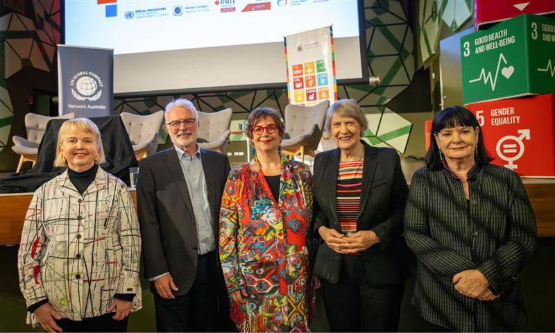 Group photo including Chancellor Peggy O'Neal AO