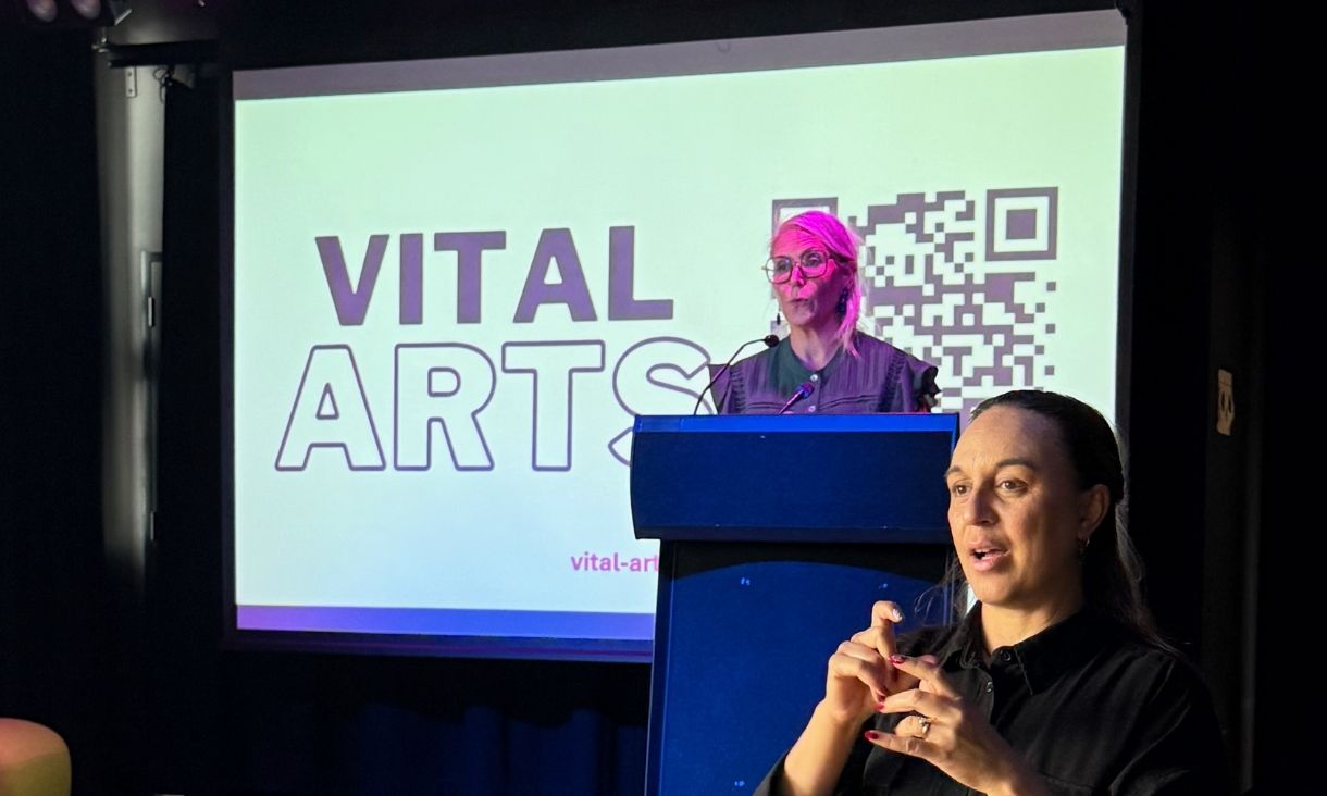 Professor Anna Hickey Moody, Project Lead, spoke at the launch event with assistance from an Auslan interpreter.