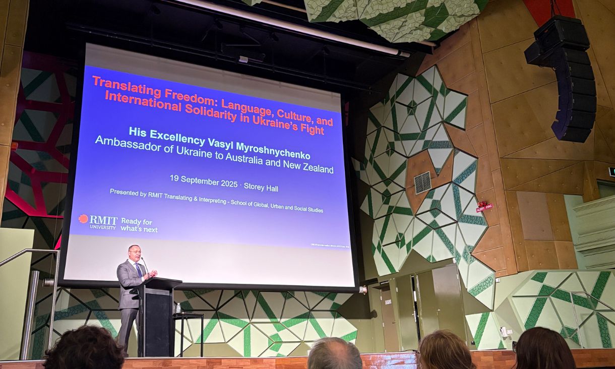 His Excellency Vasyl Myroshnychenko, Ambassador of Ukraine to Australia and New Zealand, delivered a public lecture at RMIT emphasising the importance of strengthened international partnerships and allied support. 