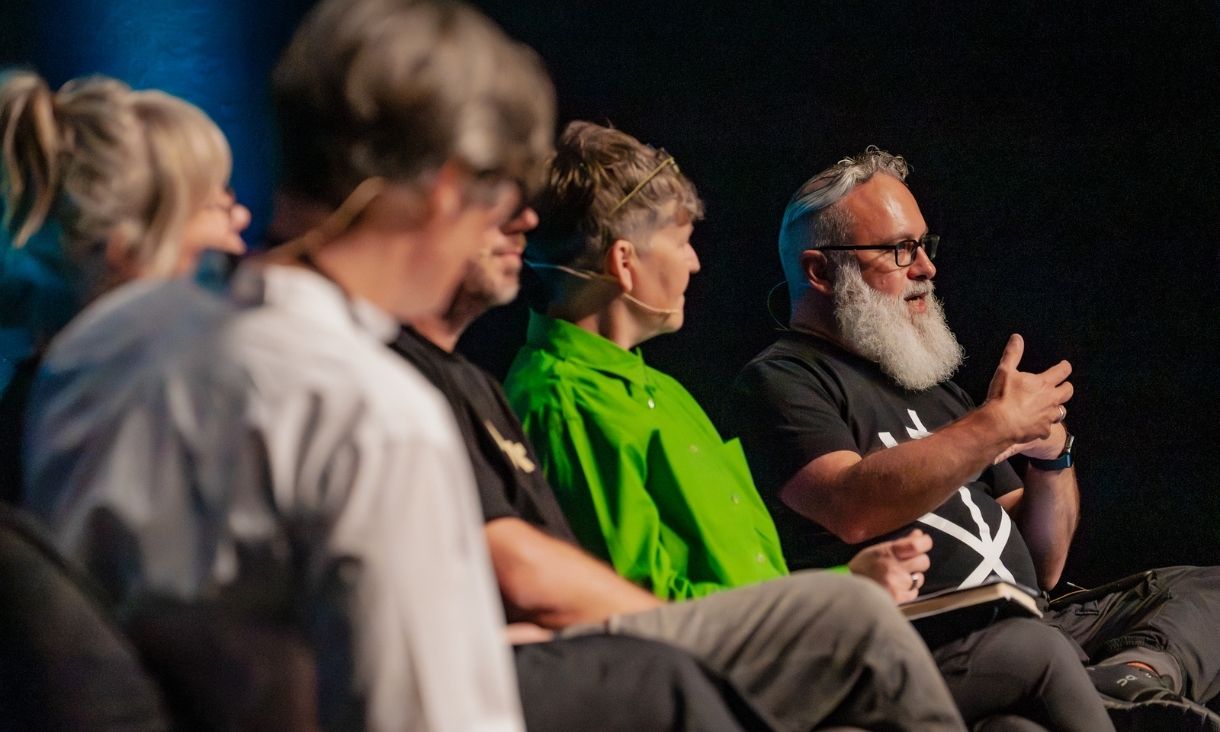 Associate Professor Troy Innocent spoke on a panel responding to climate, culture and technology. Credit: Matto Lucas