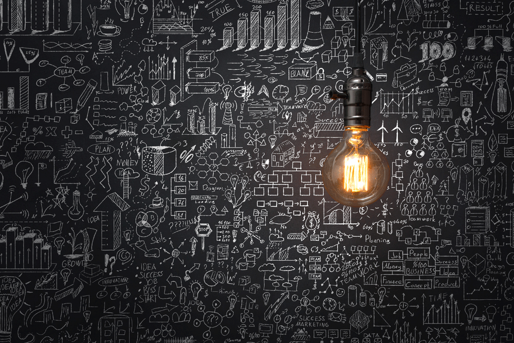 Image of a lightbulb on a black background