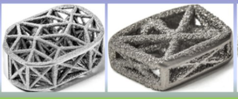 Figure 3: AM lattice structures fabricated from Ti64 alloy using SLM for orthopaedic applications, reproduced from ref. [3] 