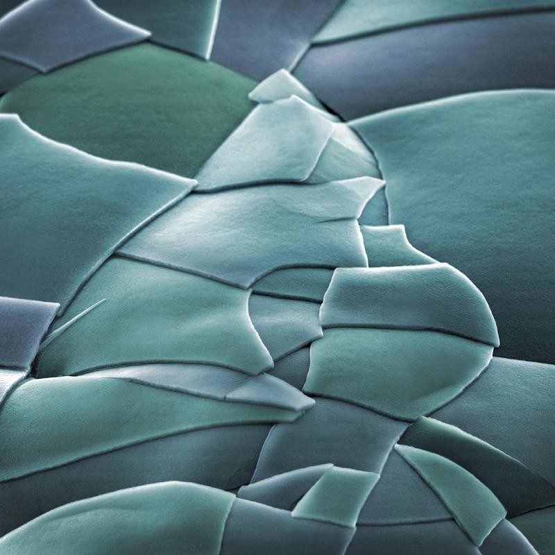 An extreme closeup of material through a microscope