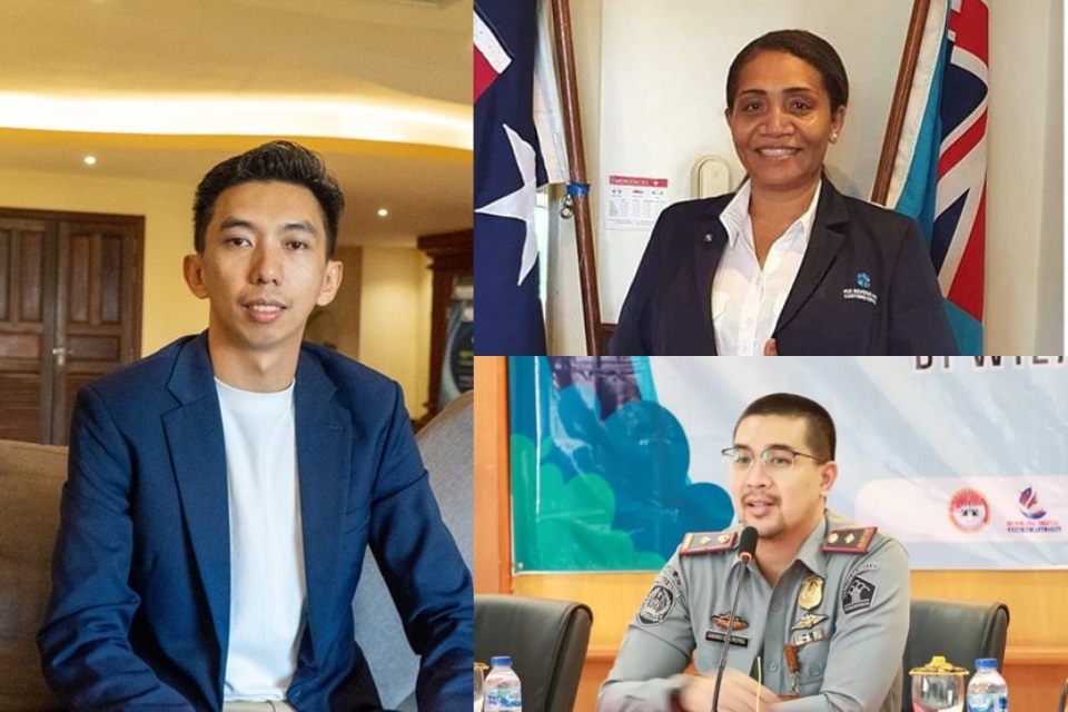 Chhay Bunrummanith (left), Akosita Valamalua (top right), Andro Eka Putra (bottom right).