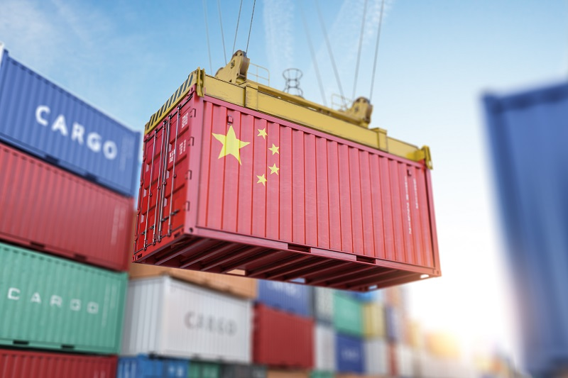 Chinese flag on a cargo container